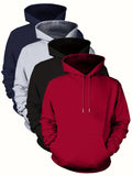 4pcs, Premium Solid Color Hooded Sweatshirts for Men - Fashion Hoodies with Kangaroo Pocket, Long Sleeve, Casual Outdoors and Sports Wear - Fall and Winter Essentials
