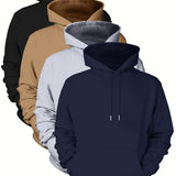 4pcs, Premium Solid Color Hooded Sweatshirts for Men - Fashion Hoodies with Kangaroo Pocket, Long Sleeve, Casual Outdoors and Sports Wear - Fall and Winter Essentials