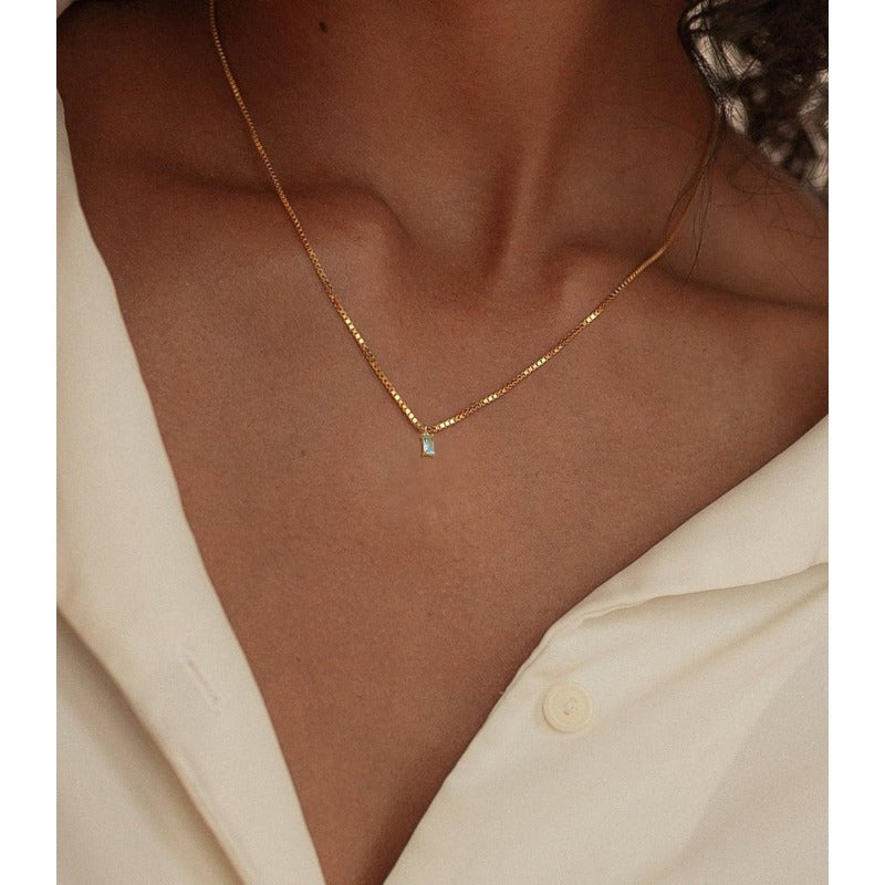 14K Gold Plated Dainty Emerald Birthstone Necklace for Women