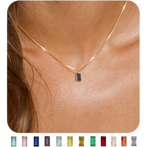 14K Gold Plated Dainty Emerald Birthstone Necklace for Women