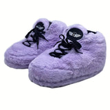Winter Warm Home Shoes Women's Plush Sneakers Slippers Indoor Floor Sliders, Cozy House Shoes, Indoor Footwear, Slipon Slippers, Simple Style, Plush Fabric, Soft Lining, Warm Slippers, Cozy Footwear, Winter Essentials, Home C