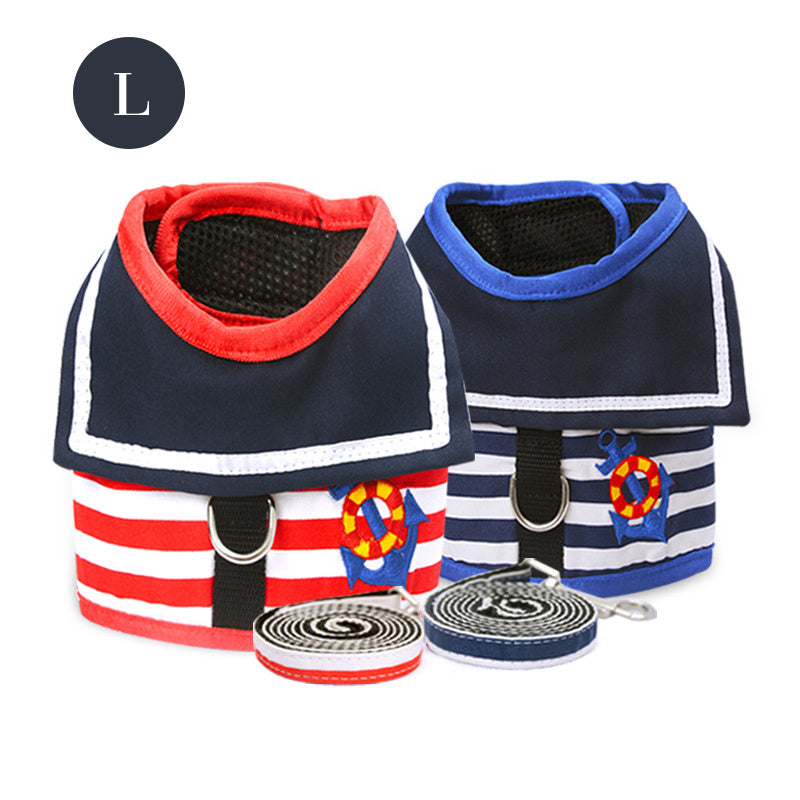 1pc/2pcs Cute Comfort Dog Harness Vest Set - Red and Blue - Adjustable, No-Pull, Reflective, Breathable, and Durable for Small Dog for Easy Walking Experience - Basic Leashes - Stripe Sailor Theme - Pet Gifts and Accessories
