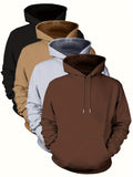 4pcs, Premium Solid Color Hooded Sweatshirts for Men - Fashion Hoodies with Kangaroo Pocket, Long Sleeve, Casual Outdoors and Sports Wear - Fall and Winter Essentials
