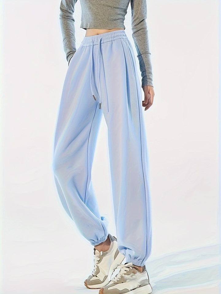 Women's Solid Color Jogger Sweatpants - Casual, Drawstring, Elastic Waist, Comfortable, Fall and Winter Essentials, Soft and Cozy Pants for Everyday Wear