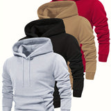 4pcs, Premium Solid Color Hooded Sweatshirts for Men - Fashion Hoodies with Kangaroo Pocket, Long Sleeve, Casual Outdoors and Sports Wear - Fall and Winter Essentials