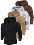 4pcs, Premium Solid Color Hooded Sweatshirts for Men - Fashion Hoodies with Kangaroo Pocket, Long Sleeve, Casual Outdoors and Sports Wear - Fall and Winter Essentials