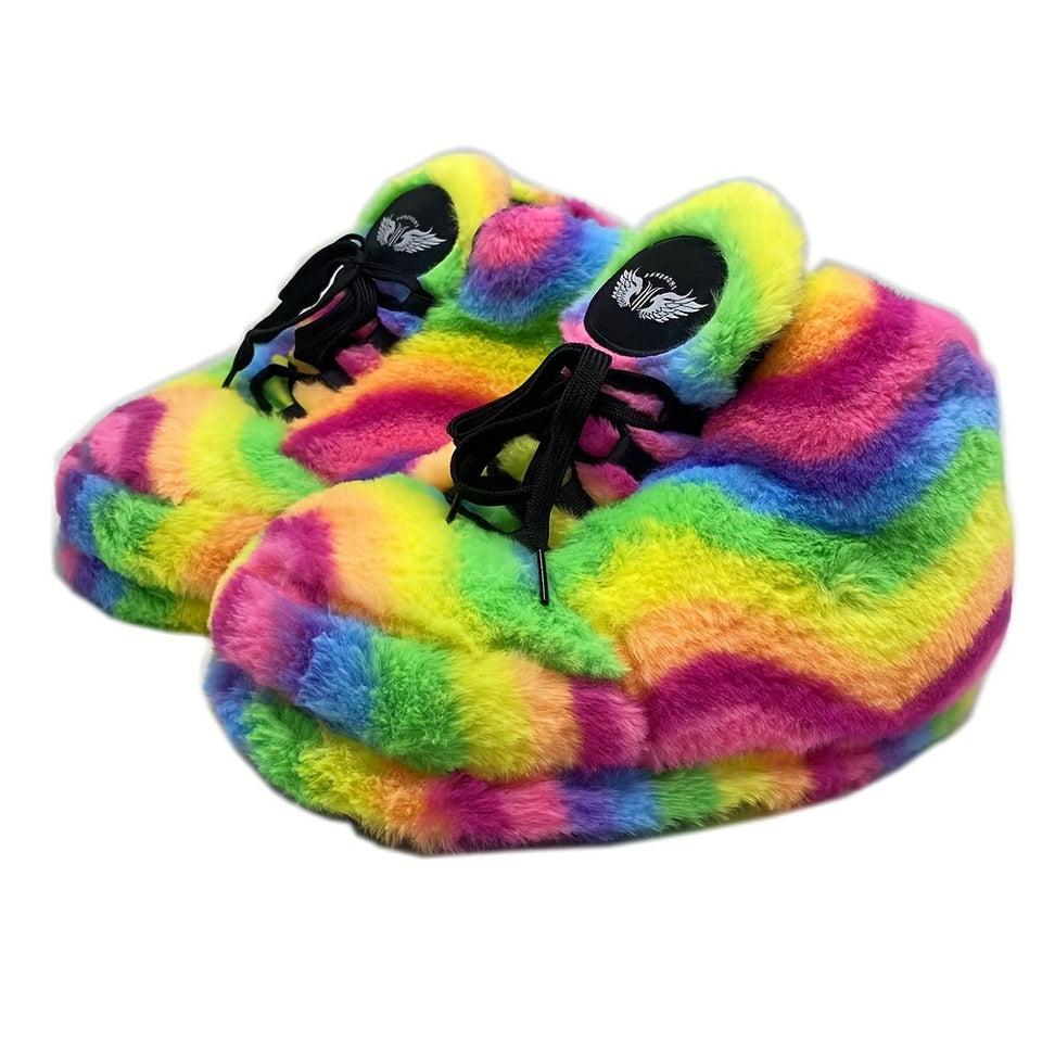 Winter Warm Home Shoes Women's Plush Sneakers Slippers Indoor Floor Sliders, Cozy House Shoes, Indoor Footwear, Slipon Slippers, Simple Style, Plush Fabric, Soft Lining, Warm Slippers, Cozy Footwear, Winter Essentials, Home C