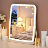 LED Compact Rechargeable Makeup Mirror with 3-Color Lighting, Dimmable Touch Screen, Lighted Travel and Tabletop Cosmetic Mirror
