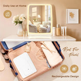 LED Compact Rechargeable Makeup Mirror with 3-Color Lighting, Dimmable Touch Screen, Lighted Travel and Tabletop Cosmetic Mirror