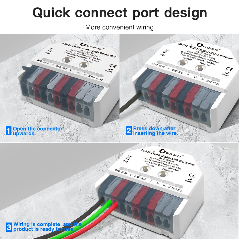 GLEDOPTO 2025 NEW ESP32 Ultra Mini WLED LED Strip Controller Smart Home Tech APP Alexa Home Assistant Voice Controller WS2811 12