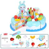 Kids Toy Simulation DIY Birthday Cake Model Kitchen Pretend Play House Cutting Fruit Food Toy for Toddler Children Gift Boy Girl