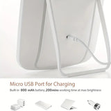 LED Makeup Mirror with Stand Desktop Folding Compact Square Travel Cosmetic Mirror With 3 colours lights Portable Handheld Gifts