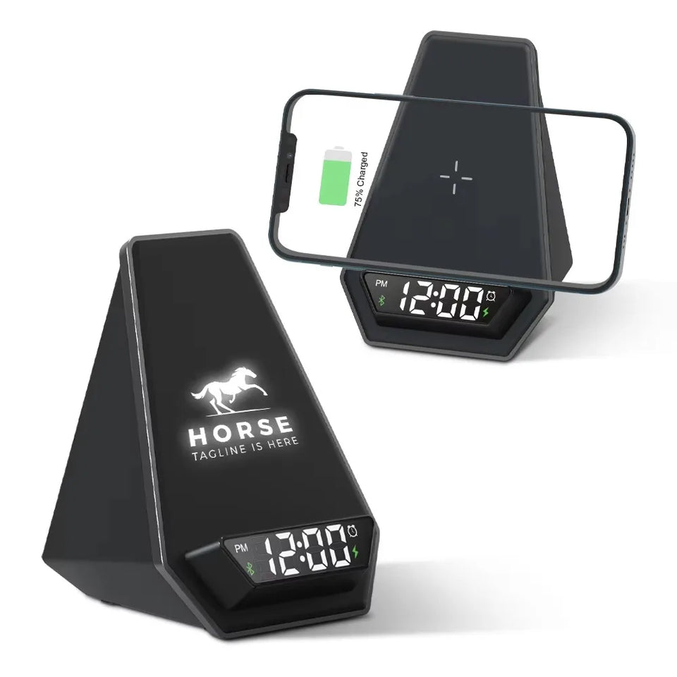 2023 Gadgets Electronic Innovative Wireless Charging BT Speaker Alarm Clock Snooze Mode Speakers Made in China Battery Plastic