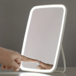 LED Makeup Mirror with Stand Desktop Folding Compact Square Travel Cosmetic Mirror With 3 colours lights Portable Handheld Gifts