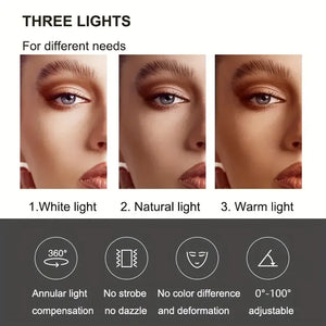 LED Makeup Mirror with Stand Desktop Folding Compact Square Travel Cosmetic Mirror With 3 colours lights Portable Handheld Gifts