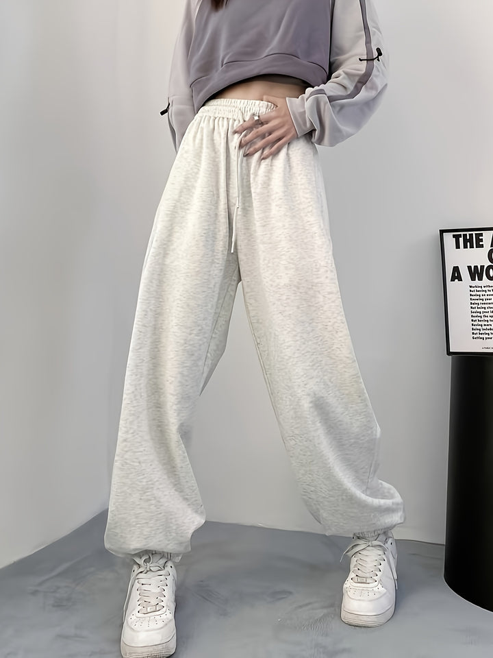 Women's Solid Color Jogger Sweatpants - Casual, Drawstring, Elastic Waist, Comfortable, Fall and Winter Essentials, Soft and Cozy Pants for Everyday Wear