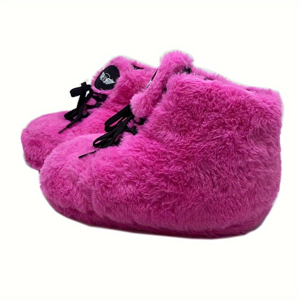 Winter Warm Home Shoes Women's Plush Sneakers Slippers Indoor Floor Sliders, Cozy House Shoes, Indoor Footwear, Slipon Slippers, Simple Style, Plush Fabric, Soft Lining, Warm Slippers, Cozy Footwear, Winter Essentials, Home C