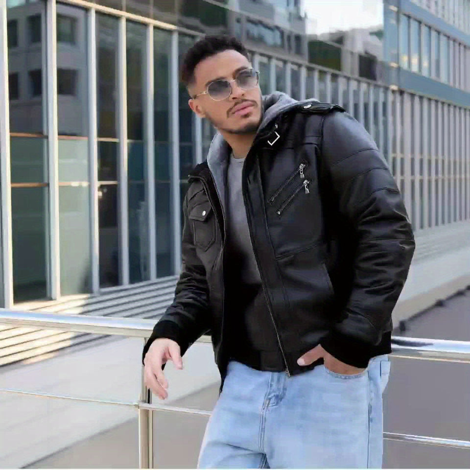 Men's Casual Hooded Warm Jacket, Cold Weather Jacket, Winter Outerwear, Casual Style, Streetwear Fashion, Quality Stitching, Zipup Hoodie, Unisex Style, Casual Attire, Winter Essentials