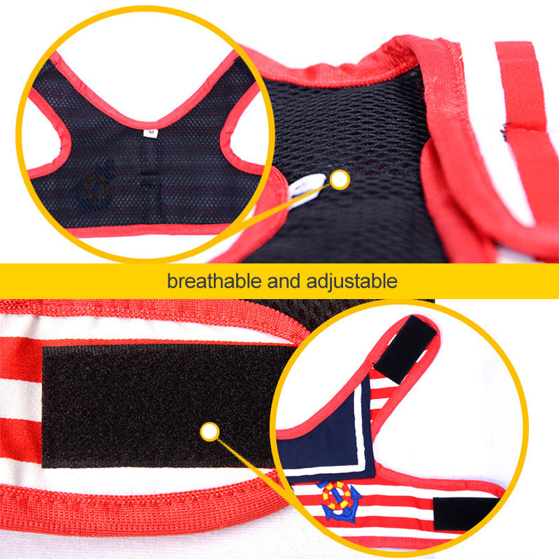 1pc/2pcs Cute Comfort Dog Harness Vest Set - Red and Blue - Adjustable, No-Pull, Reflective, Breathable, and Durable for Small Dog for Easy Walking Experience - Basic Leashes - Stripe Sailor Theme - Pet Gifts and Accessories